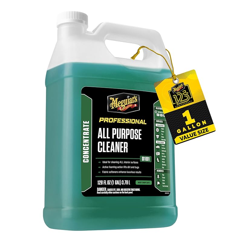 Meguiar's D10101 All Purpose Cleaner, Versatile Car Detailing Cleaner Ideal for Both the Interior and Exterior Vehicle Surfaces, Foaming Action Lifts Dirt from Leather, Carpet, Upholstery, and Vinyl 128 Fl Oz (Pack of 1)