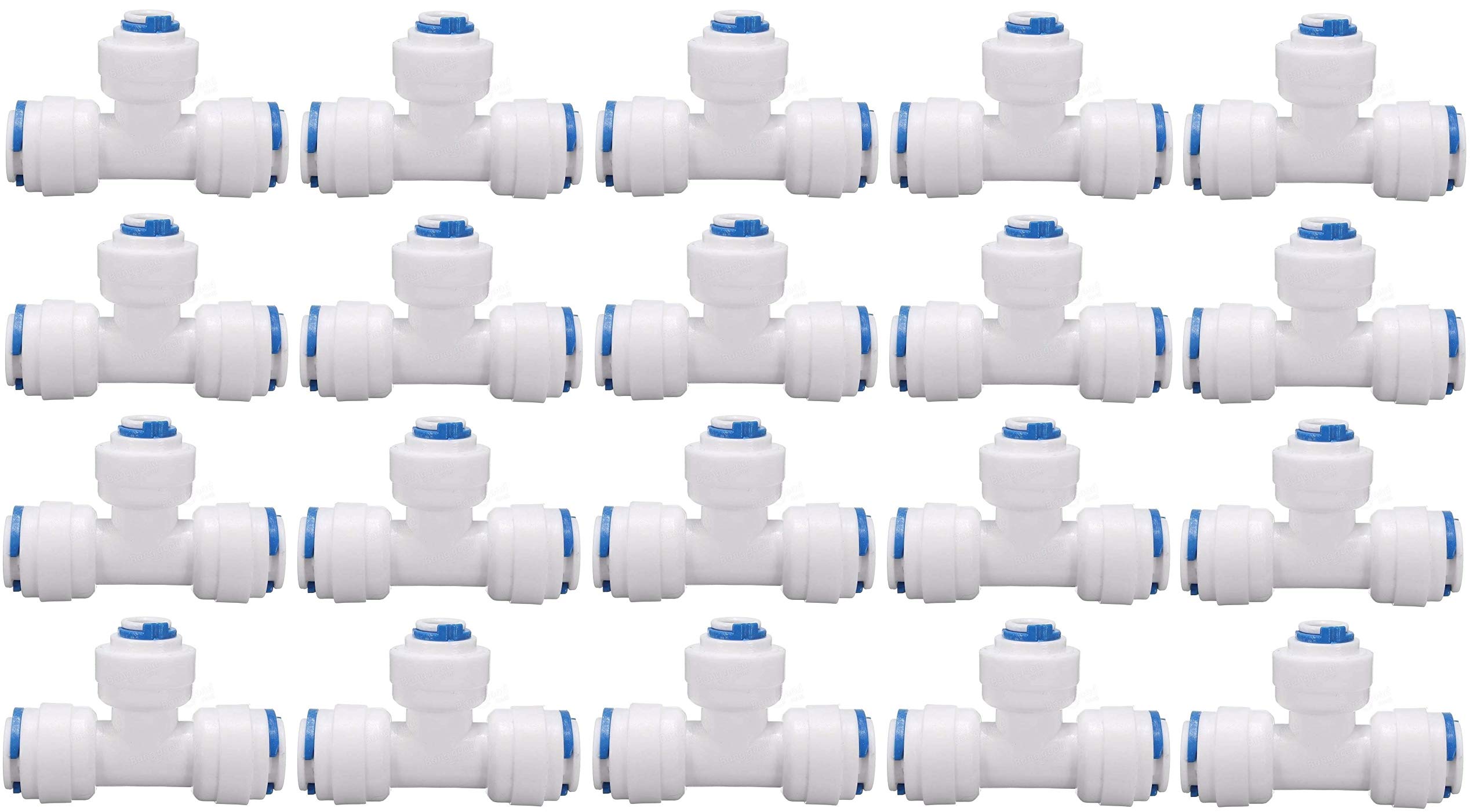 1/4" Tee 3 Way Tube Quick Connect Push Fit Connector T-Shape 6 mm For RO Water Reverse Osmosis System (Pack of 20)-image-37