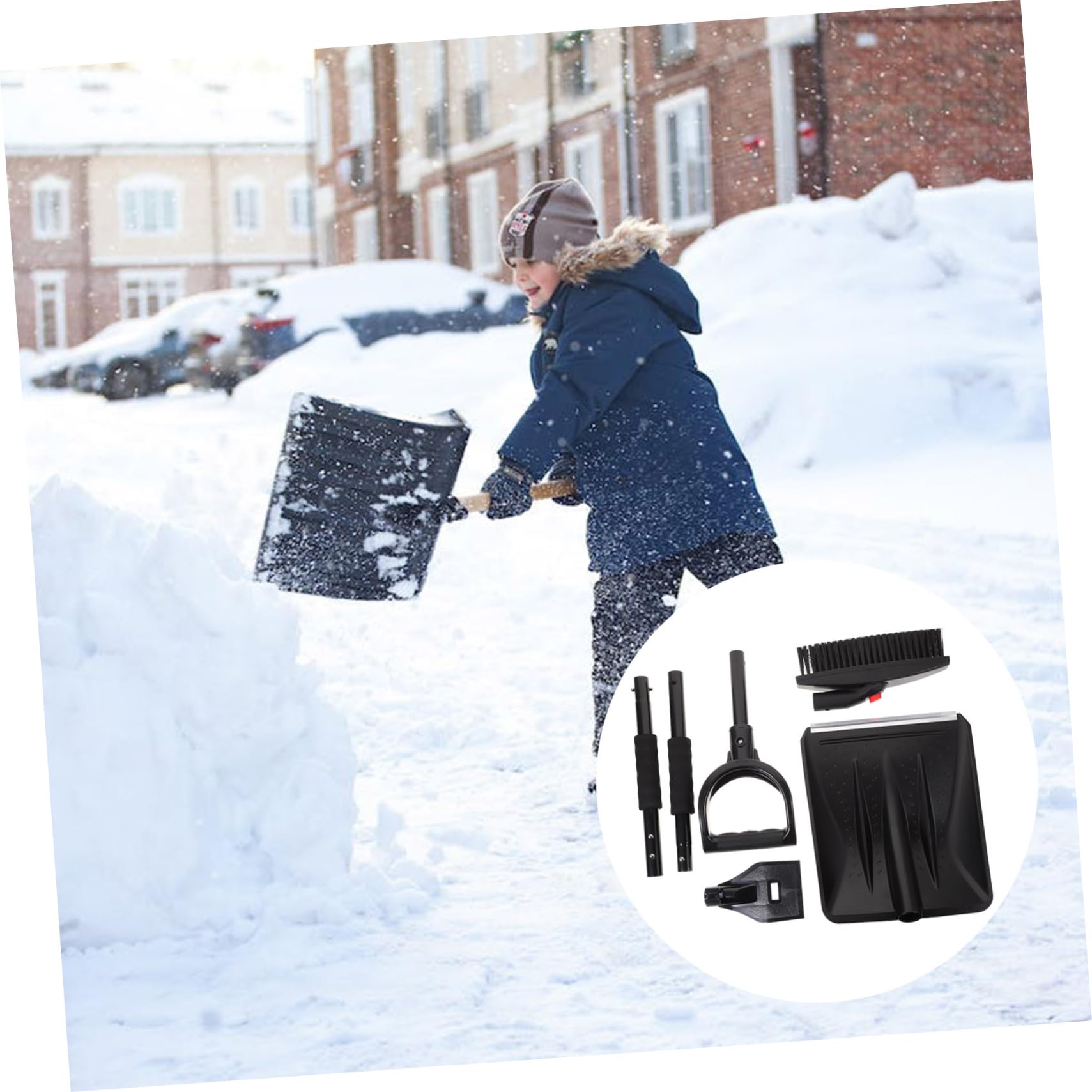 Auto Schneeschaufel und Eiskratzer für Winter, Edelstahl Abs Schwarz