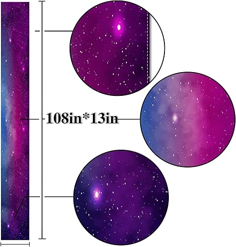 Miniatura 10 de Nepnuser Camino de mesa de lino con galaxia para niños, decoración de fiesta de cumpleaños, espacio exterior con estrellas, suministros de noche