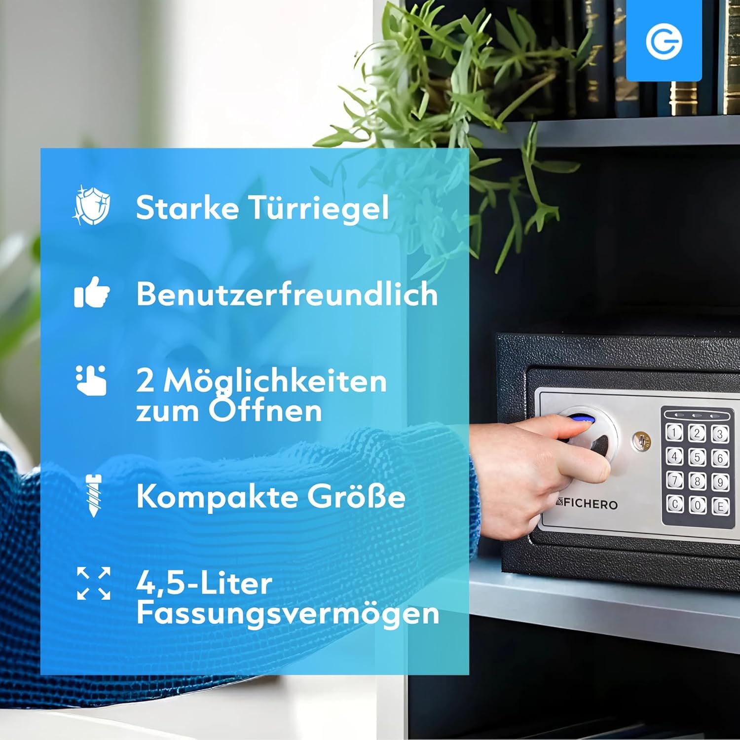 Silvergear® Tresor für Zuhause | Elektronischer Safe Tresor mit Zahlenschloss | Möbeltresor für Bargeld, Schmuck, Ausweise, Dokumente | Geldtresor aus Stahl, 2 Schlüsseln & Code | 17x23x17cm | Schwarz