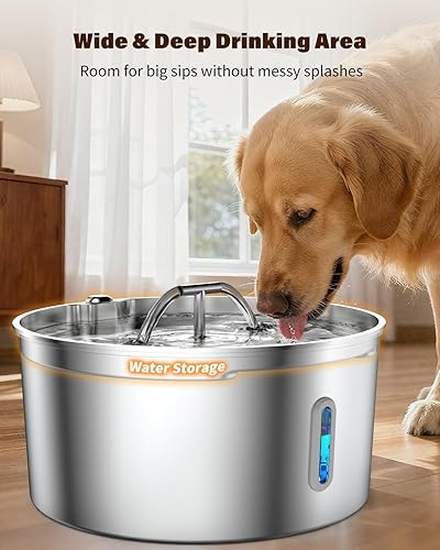 Miniatura 4 de Fuente de agua para perros grandes, dispensador de agua de acero inoxidable para perros de 7 L236 onzas, fuente automática para mascotas con bomba