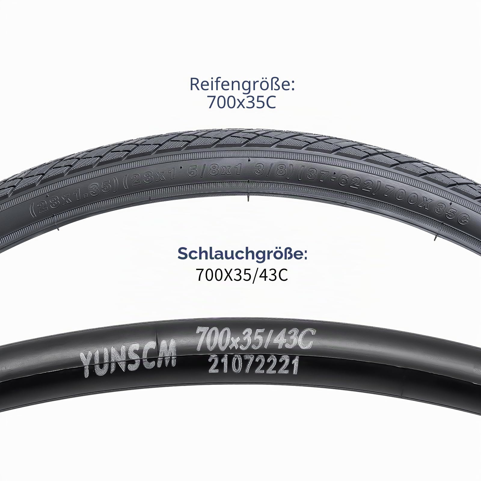 YunSCM 2er-Pack 700C Fahrradreifen 28x1.40 700x35C Mantel 37-622 und 2er-Pack 700C Schlauch 700x35/43C 48mm Valve kompatibel Rennrad 700x35C 37-622 Reifen und schlauche