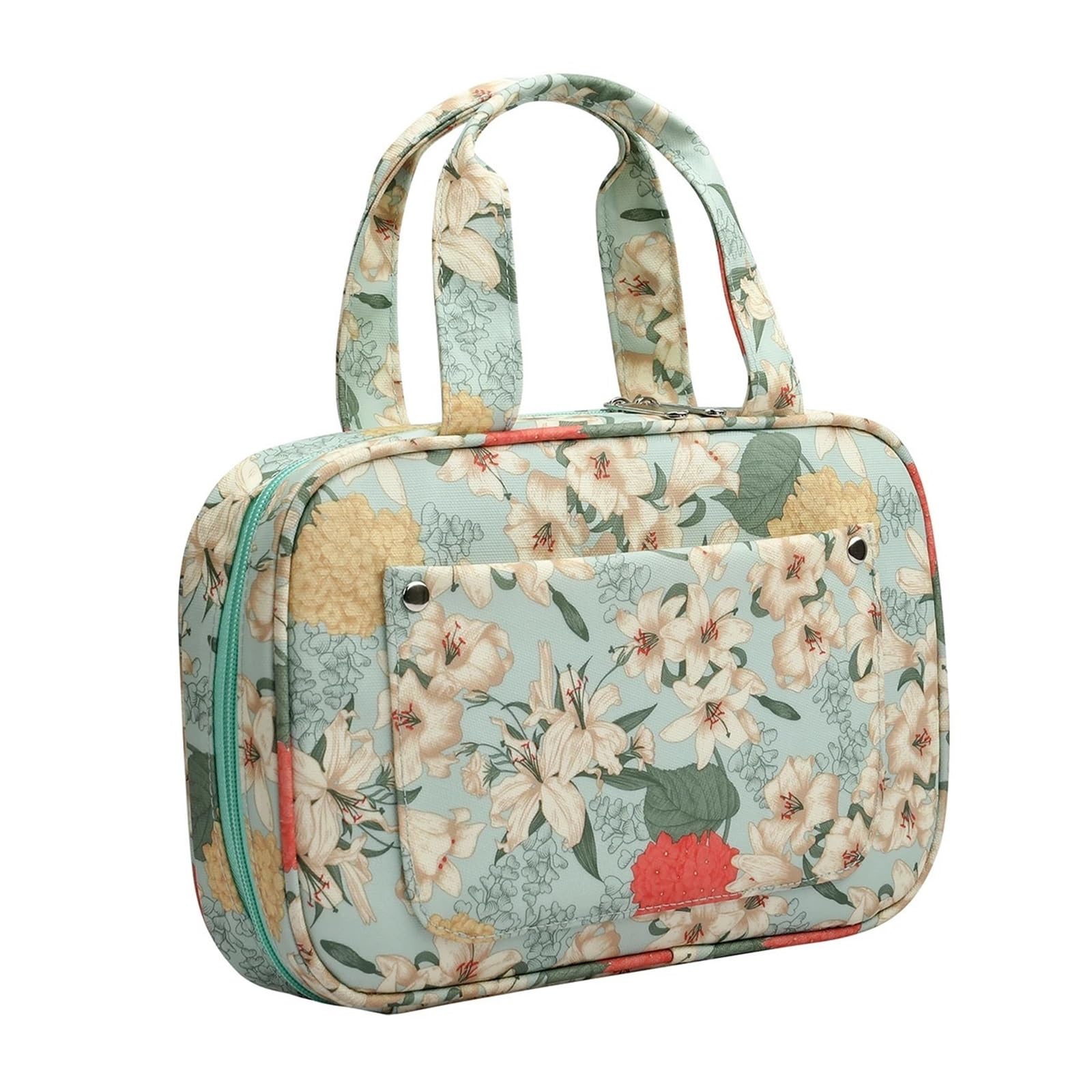 Handarbeitstasche Leere Strickset-Hülle, Organizer-Tasche, tragbare grüne Tasche mit Blumen-Stricknadel-Aufbewahrungstasche for Nähzubehör