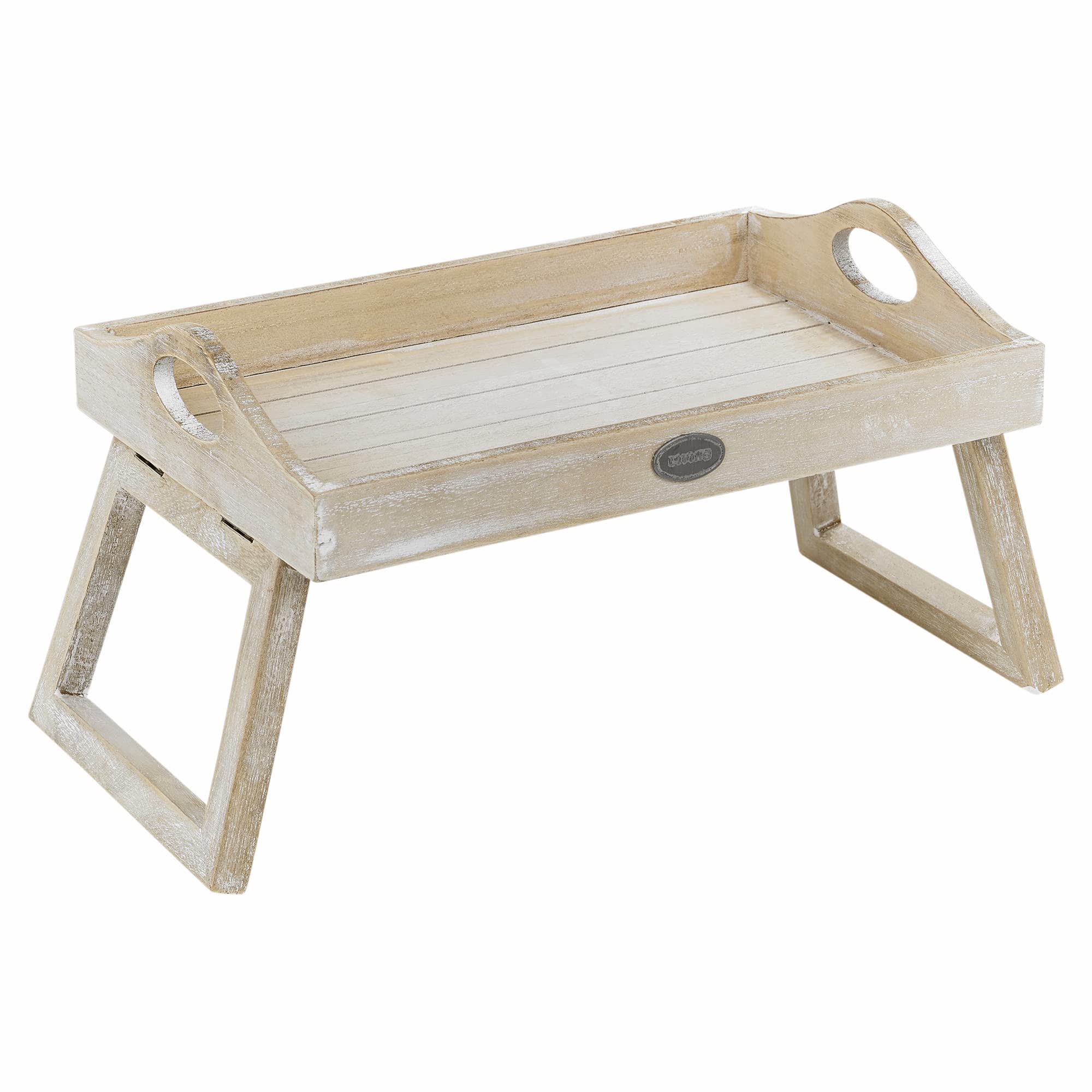 Urbnliving Natural Wood Flexible Shabby-Chic Wooden Sofa Couch Chair Arm Food Drinks Serving Tray Stand