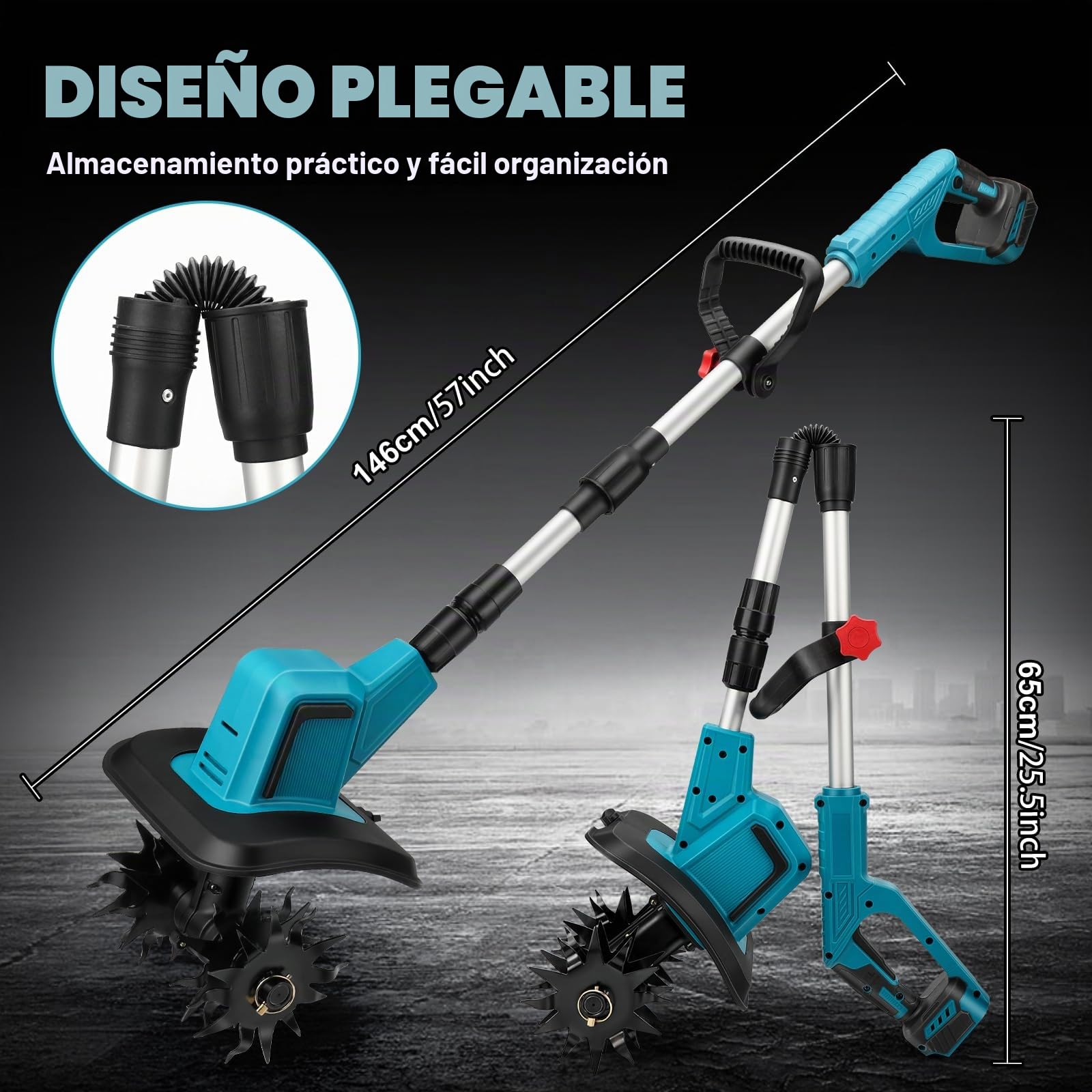 Fresadora de Jardín Inalámbrica para Makita 18V (sin Batería) | 550W, Azada sin Escobillas, Profundidad 15 cm, Ancho 20 cm, Cultivador para Jardín y Patio