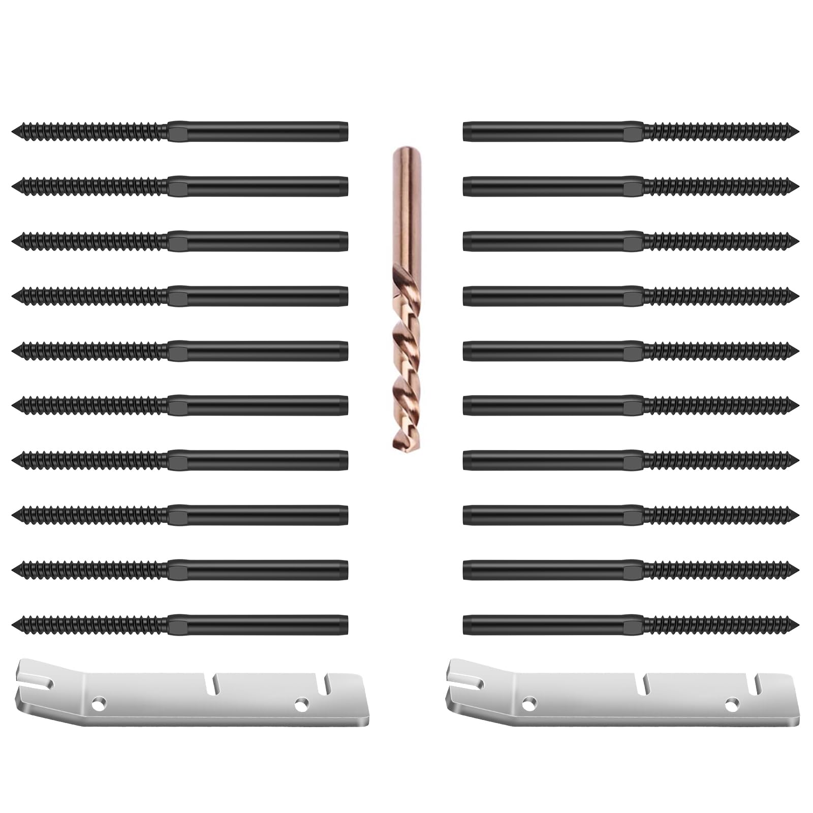 BLIKA 20 Pack 3/16" Black Right&Left Handed Thread Swage Lag Screws for Wood Posts of 3/16" Deck Cable Railing Kit, T316 Stainless Steel, Wire Railing