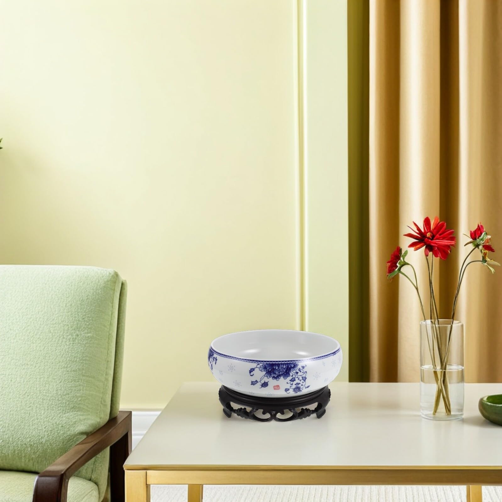 Generic Ceramiczna Doniczka Hydroponiczna Do Kwiatów Lotosu Biała Porcelanowa bez Otworów z Plastikową Podstawą Dekoracyjny Okrągły Pojemnik Do Uprawy Wodnej Biura Balkonu