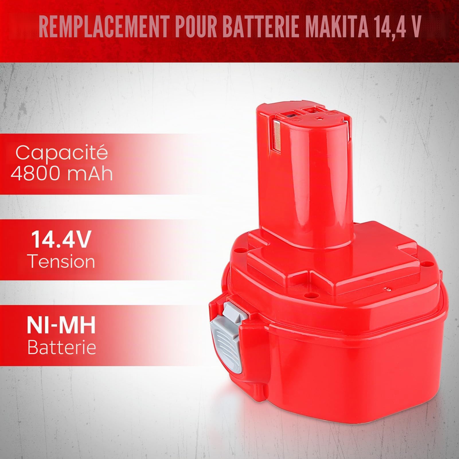 Lot de 2 batteries de rechange Ni-MH 14,4 V 4800 mAh pour Makita 14,4 V compatible avec PA14 1420 1422 1433 1434 1435 193062-6 193157-5 193158-3 193985-8 10511 D 4033D 5094D 6280D 8280D JR140D