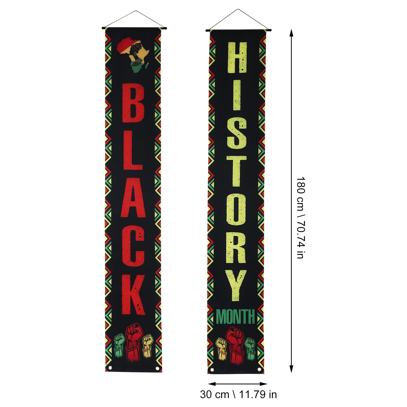 Happyyami 1 Pair Happy Black History Month Juneteenth Porch Banners African American Front Door Hanging Banner February Holiday Black Pride Porch Sign for Indoor Outdoor Decoration - Image 2