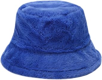 Faux Fur Bucket Hat Fluffy Fuzzy Plush Warm Winter Hat Soft Cozy for Women Men Teens