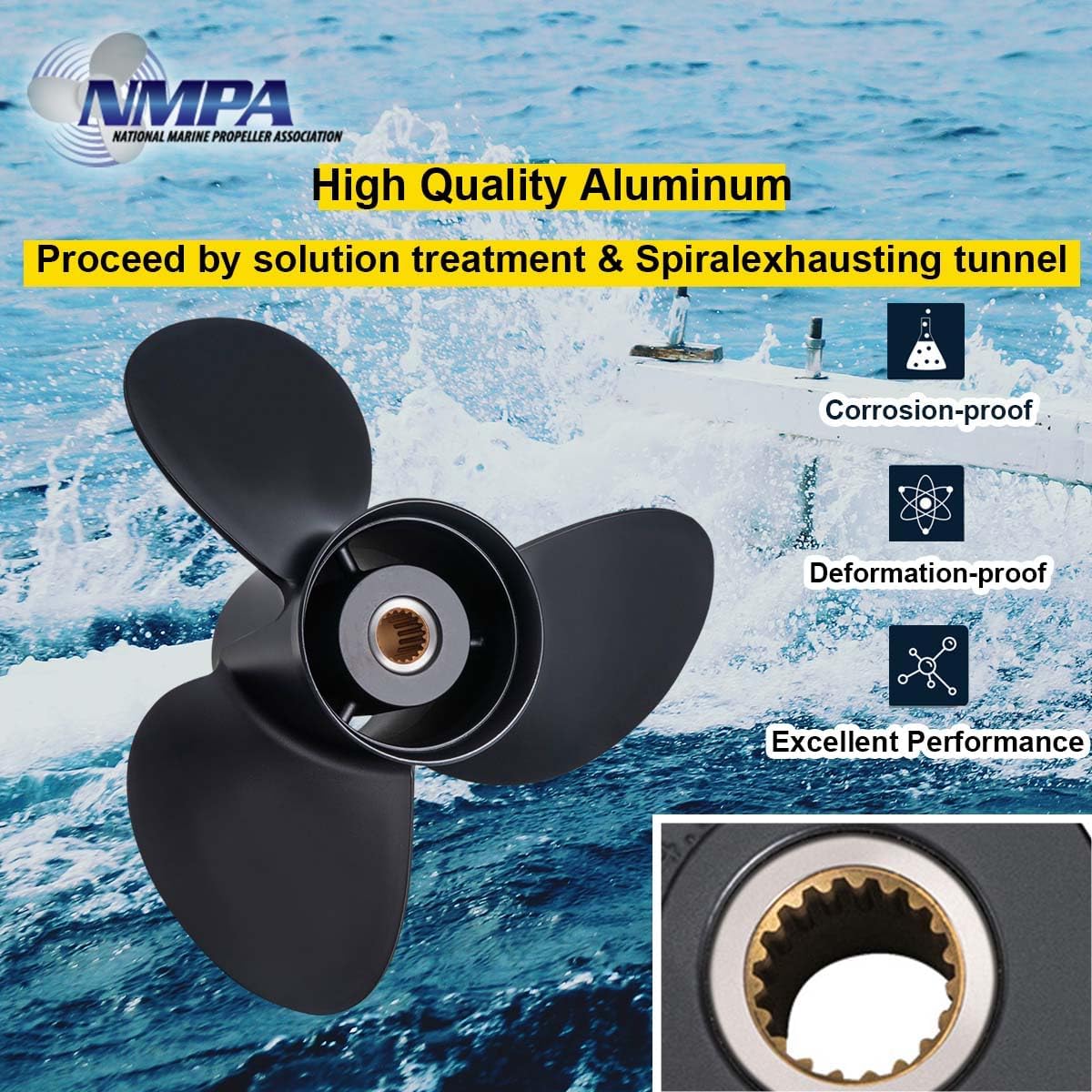 VIF 14 1/2 x 19 19 Tooth Propeller for Volvo Penta SX 3817468 RH | Aluminum Boat Propeller Compatible with Volvo Penta SX Sterndrives Engine 130-300HP Right Hand 3 Blades