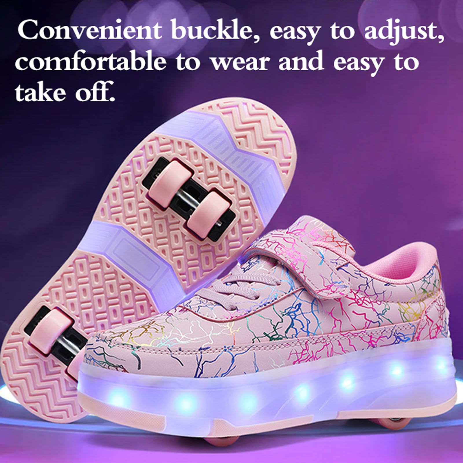 Zapatillas Deportivas con Ruedas para niños,Zapatos con Ruedas para niñas,Zapatillas con Ruedas,con 4 Ruedas Retirable,Retráctil,LED Light-UP,para Regalo decumpleaños Niños y niñas