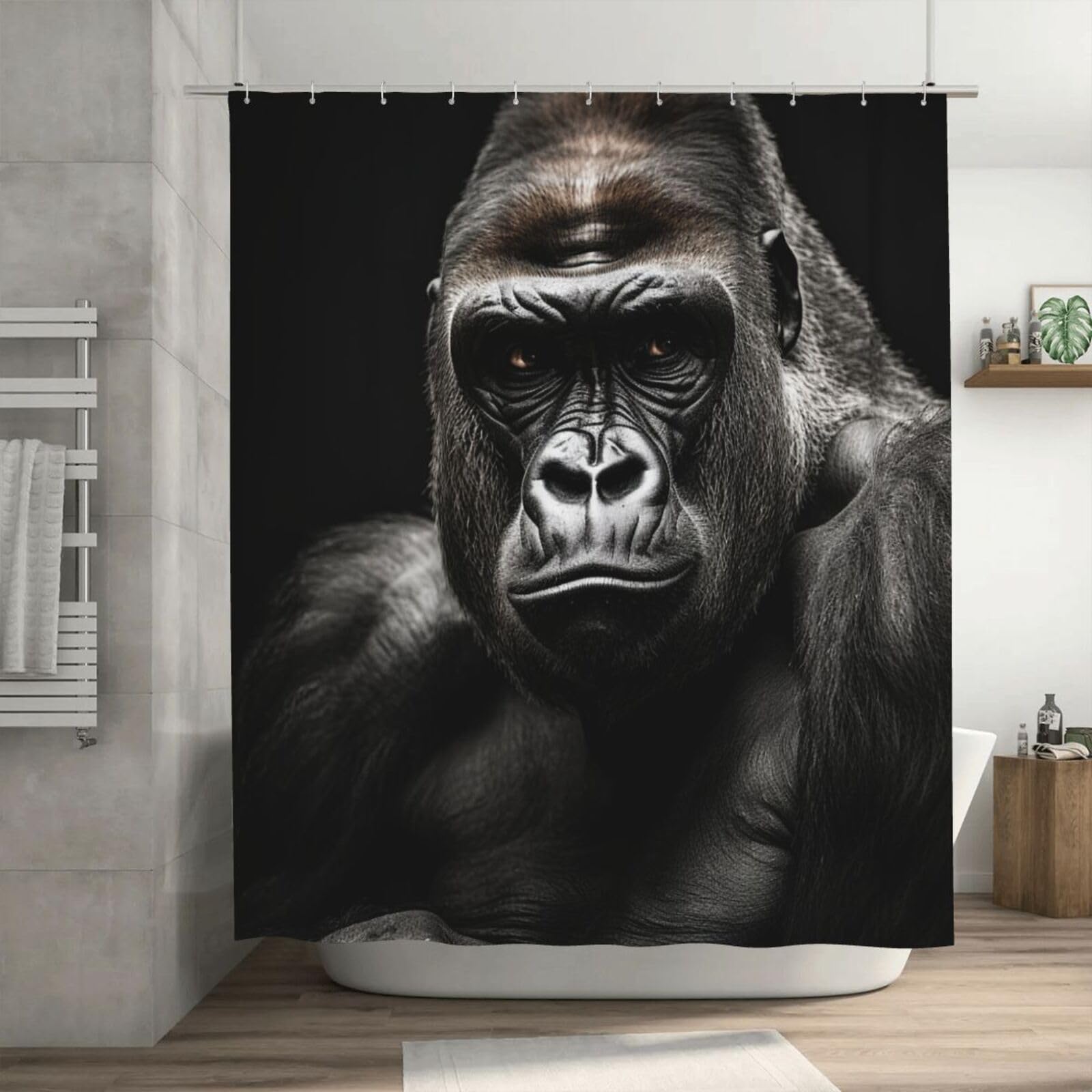 Rideau de douche gorille mâle imperméable 182x182 cm avec 12 crochets