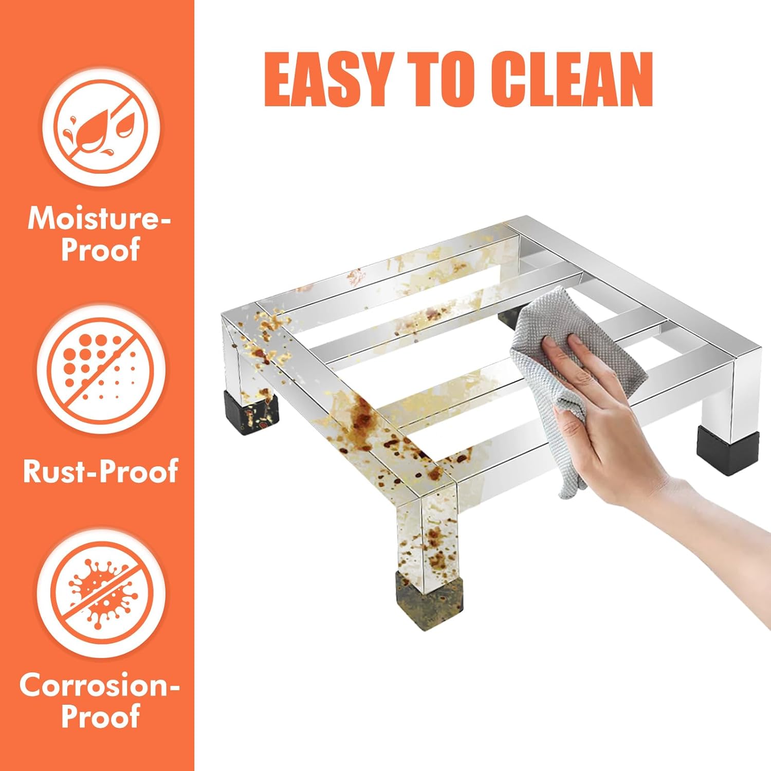 3 Packs Dunnage Rack 11.8 * 11.8 * 3.9 Inch Stainless Steel Dunnage Racks Assembly-Free Food Service Storage Racks Floor Rack for Storage in Restaurants, Kitchens, Garages