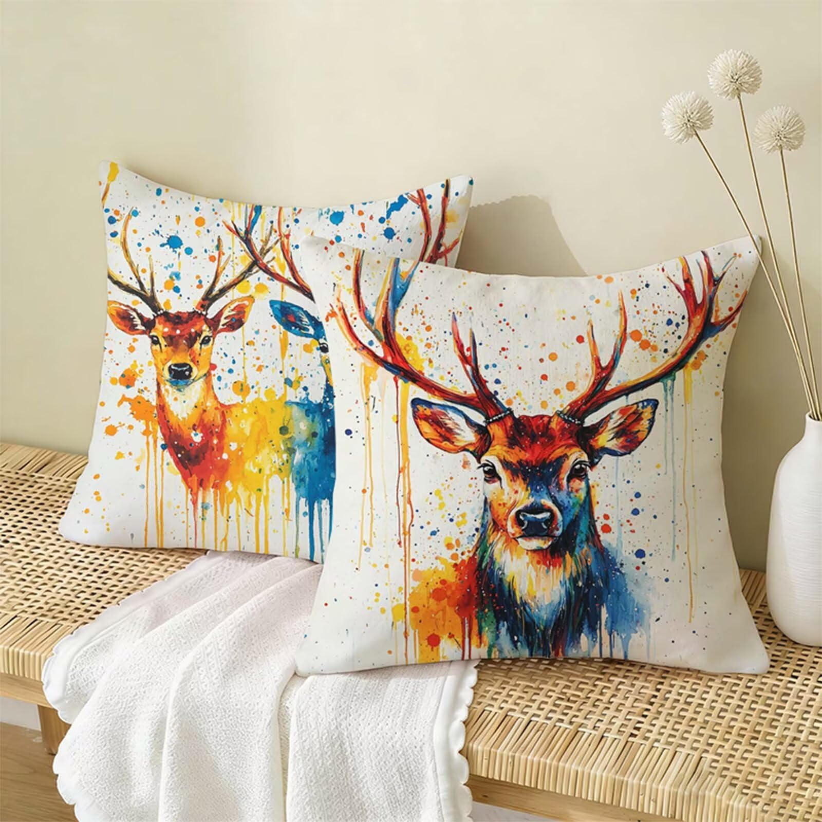 Juego de 2 Funda Cojin 80 x 80 CM Simple,Cuadrada Impermeable Fundas Cojines Animal Lino Impresión a Doble Cara con Cremallera Oculta,Apto Todas las Estaciones Funda Almohada para Sofá o Salón X-363