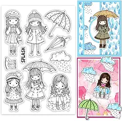 Rain Lady Carimbos transparentes de silicone, selos transparentes, para fazer álbuns de fotos, álbuns de fotos, diários