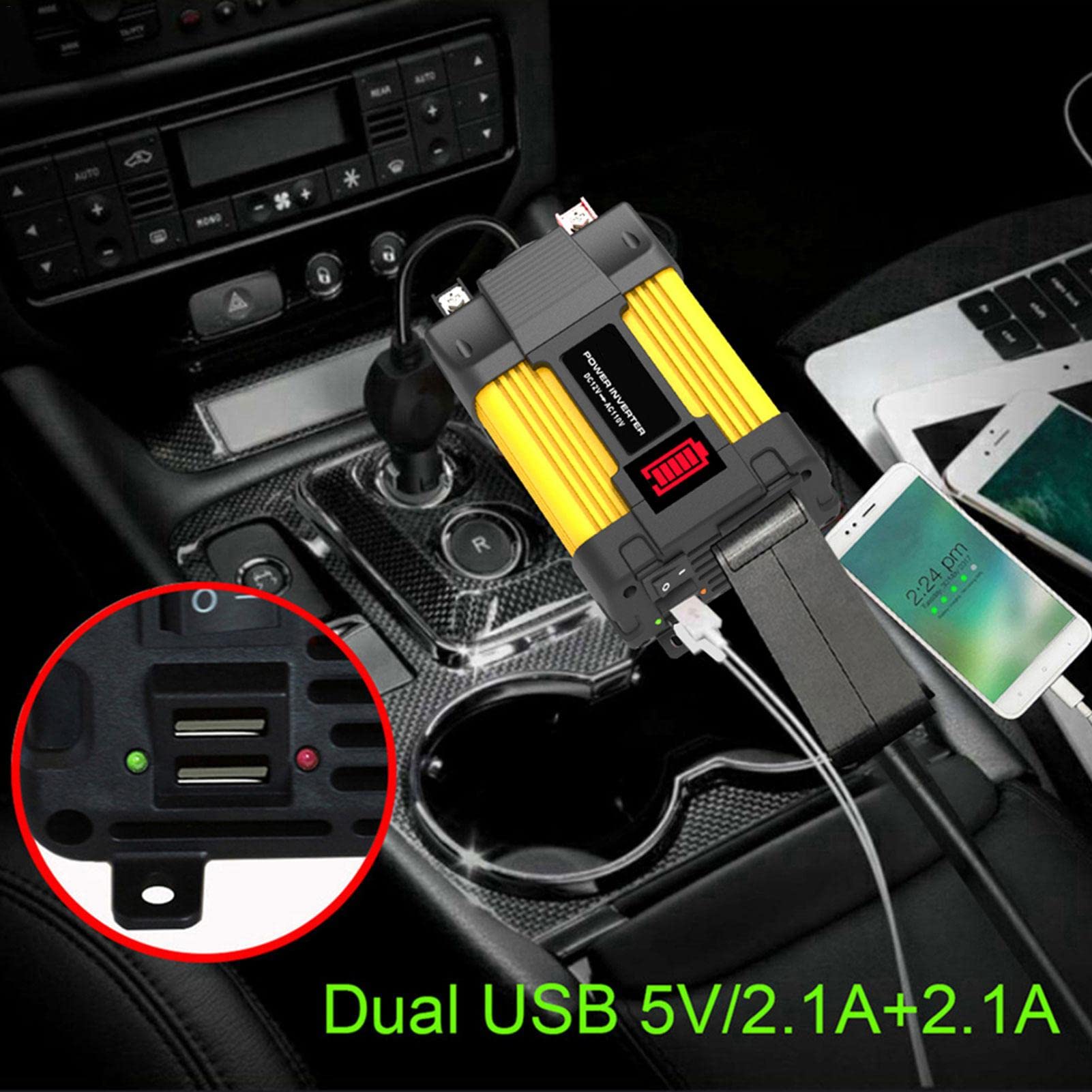 GUOHUA Kit Pannello Solare 12V, Inverter per Pannello Solare Mono da 500 W con Doppia Porta USB, Regolatore di Carica 30A Inverter Solare da 500 W per casa, Camper, rimorchio