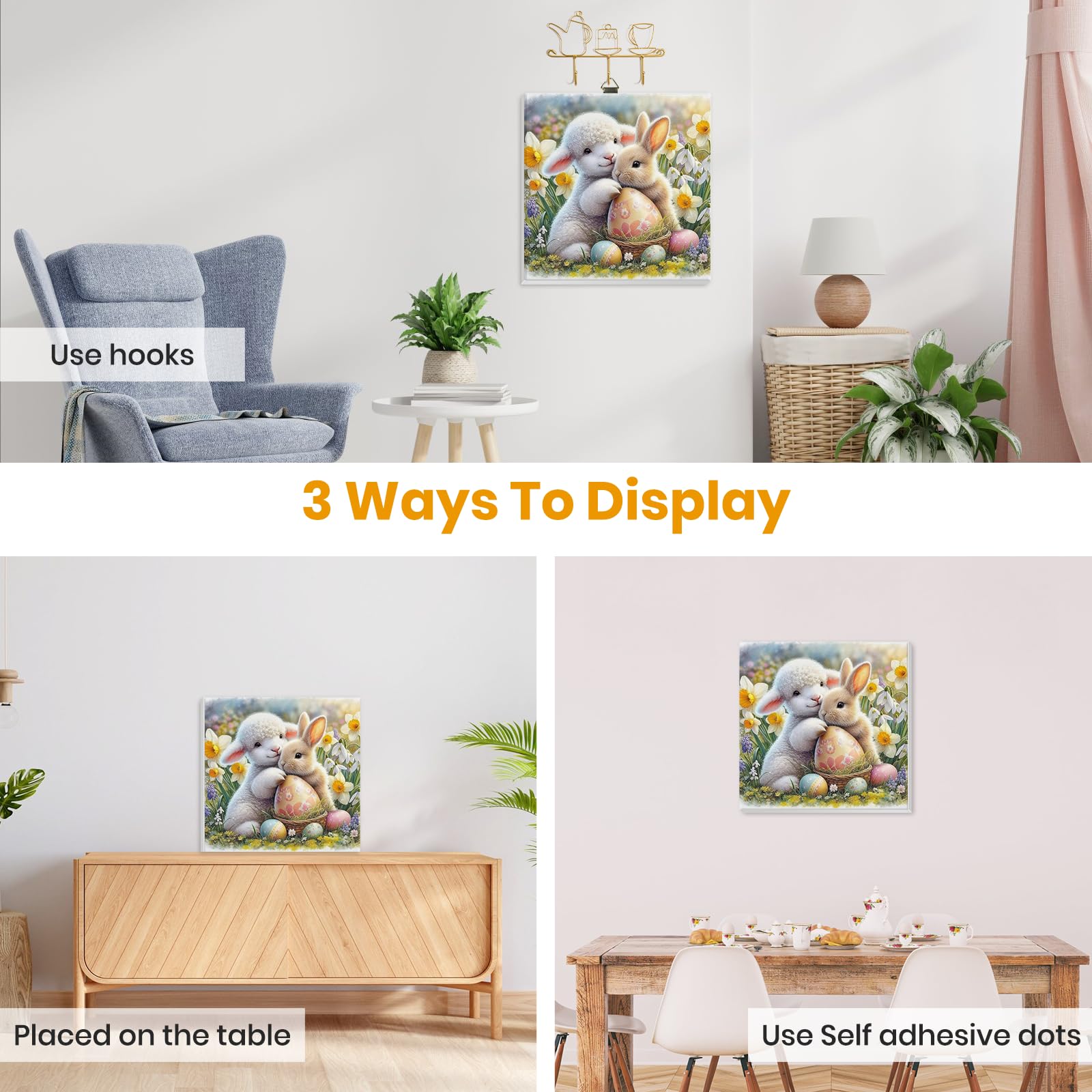 EOBROMD Conejo Pintar por Numeros Adultos, Cordero Pintura por Numeros con Marco, Vista de Ventana Kit de Pintura al óleo de Lienzo DIY para con Pinceles, Pigmento Acrílico, Decoración 30x30cm - 4