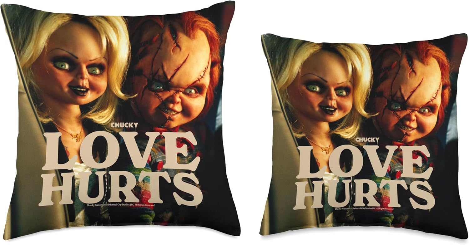 Chucky and Tiff Love Hurts Throw Pillow