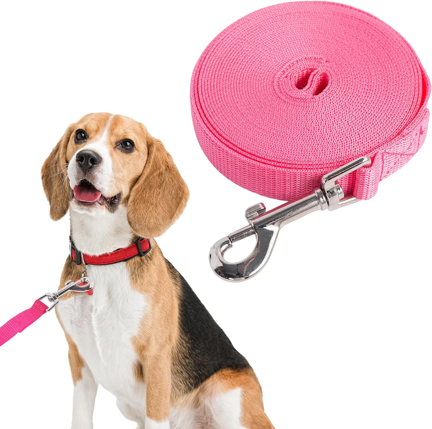 Long Dog Training Leashes, 4.5m/6m Long Rope Lead for Dog Recall Tracking Obedience Long Line Pet Leashed for Large Medium Small Dogs (Pink, 6m)