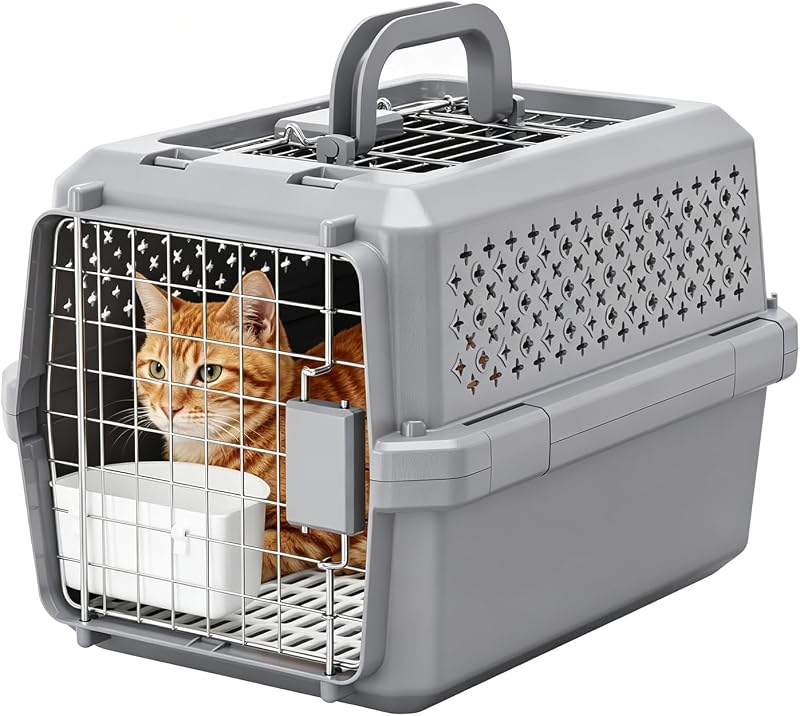 Caixa de Transporte Rígida para Cães e Gatos Pequenos RIZZARI com Alça e Porta Segura QIE4