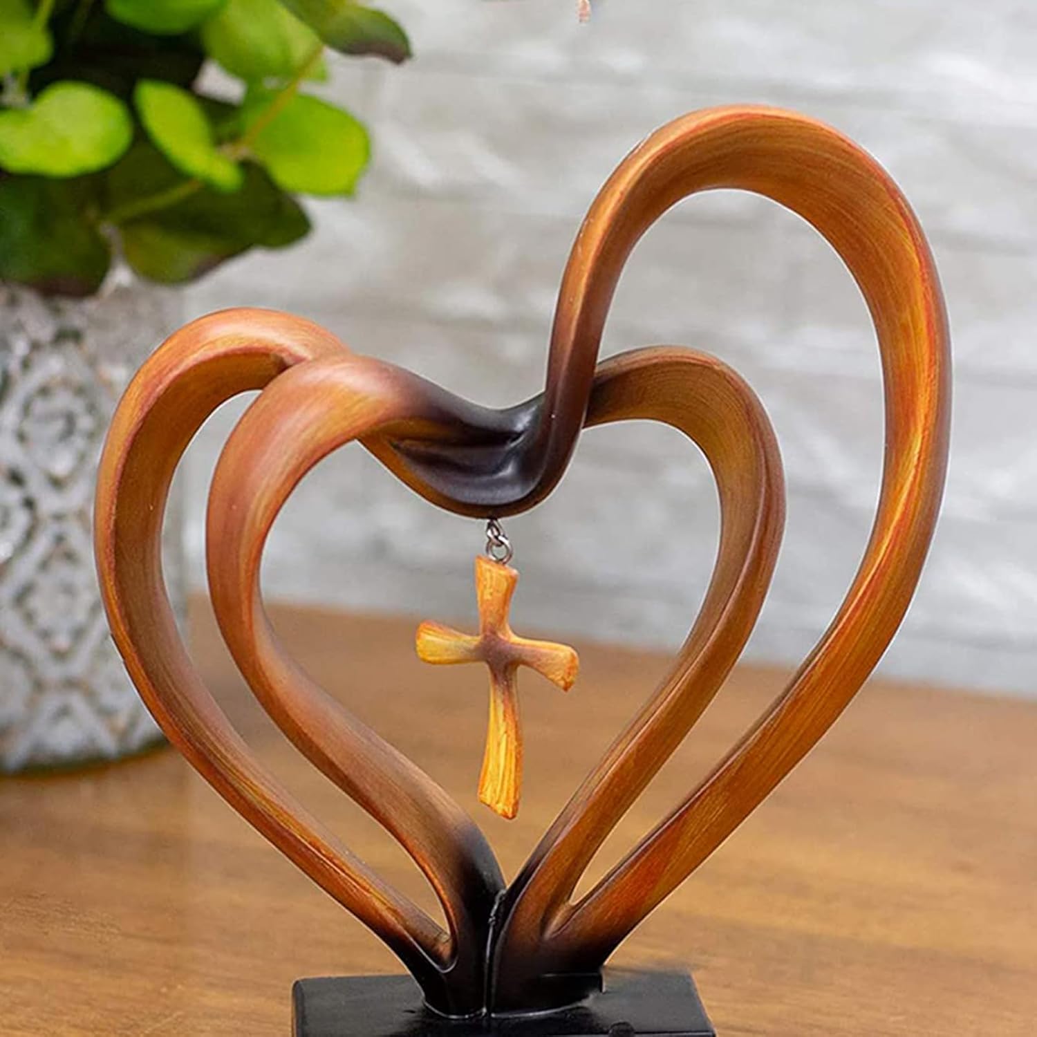 Gonetre Jesus Entwined Hearts Cross Easter Jesus Cross Ornament Jesus Intertwined Hearts Cross Craft Home Decor22*20 * 10CM Easter Supplies (A)