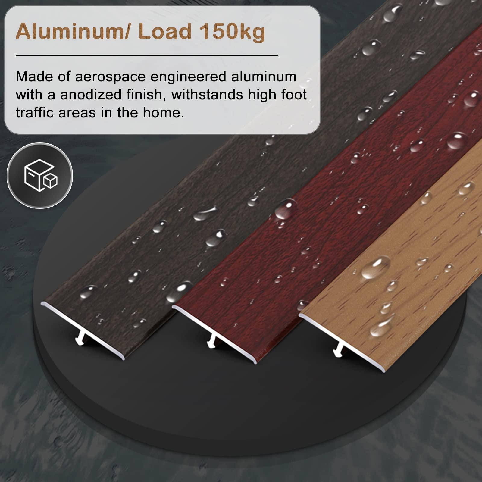 DYTWXG 4 cm T-Profil-Bodenübergangsleiste, T-Profil-Türkantenleiste für Holz zu Fliesen, Aluminiumschwellen für Türöffnungen/Teppichschutz (Color :Brown, Size :Length 100cm/39 in)