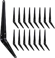 ELSKER&HOME 16 Pack 10 Inch Heavy Duty Shelf Brackets, Black Metal L Brackets for Floating Wood Shelves, Rust-Resistant Wall Mount Supports