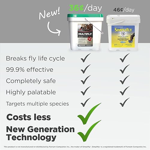 Miniatura 2 de Formula 707 MultiFly - Pellets de control de moscas para caballos, reducción de población de moscas sabrosas y seguras (cubo de 5 libras - 91