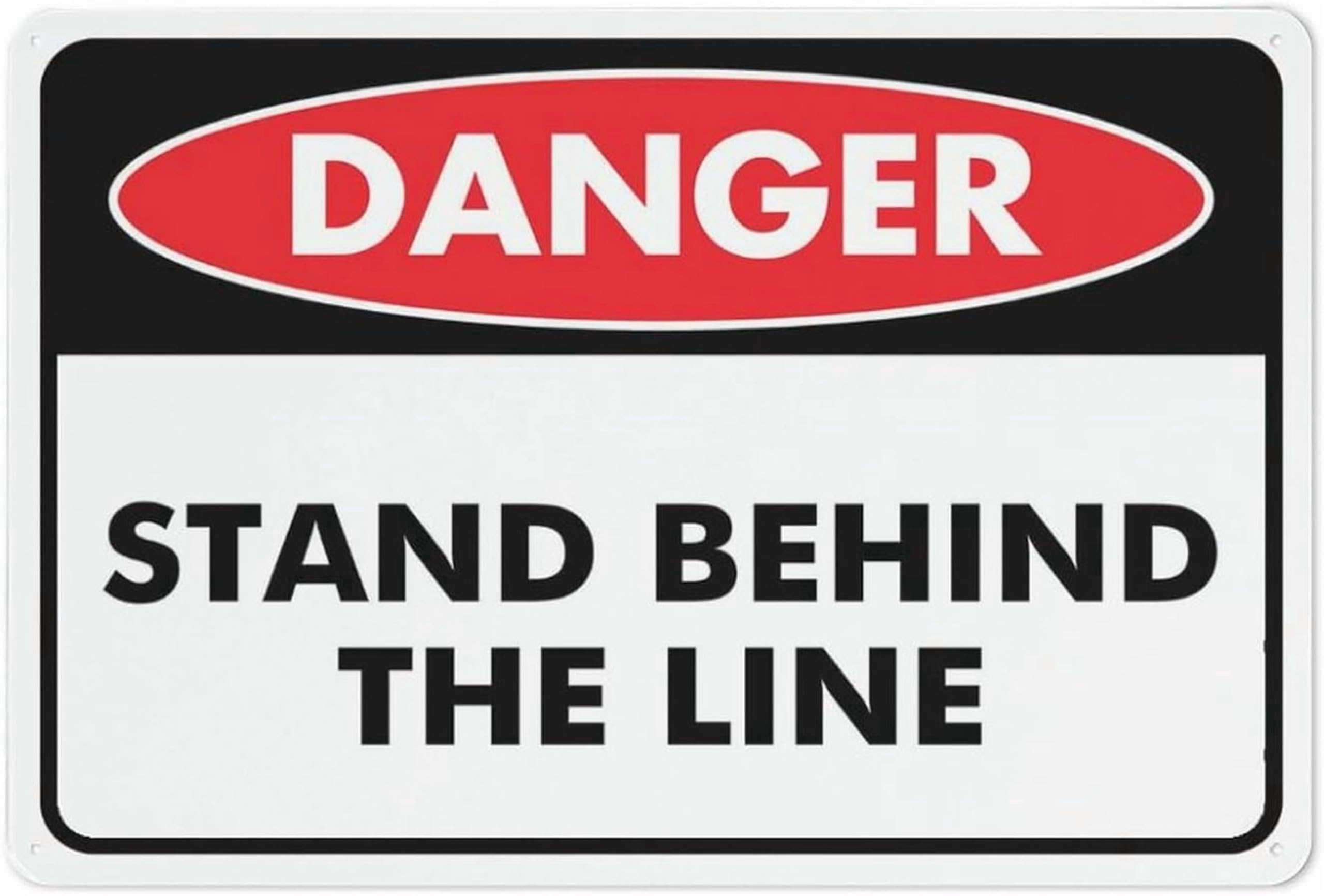 (2-Pack) Metal Tin Sign Danger Stand Behind The Line Sign 12X8 Inch Sign Great For Garden And Yard Wall Decor