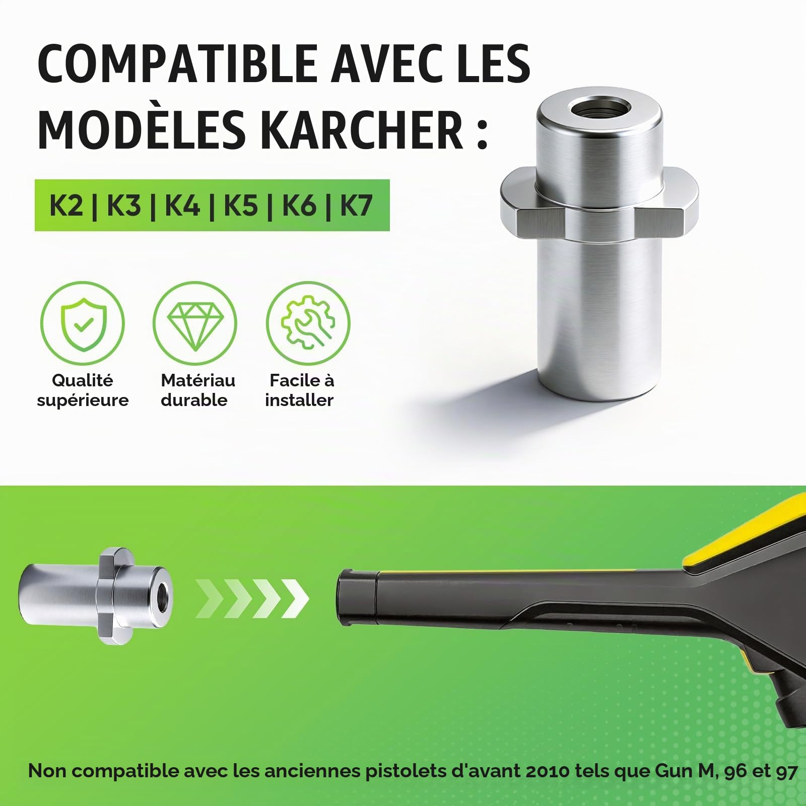 Déboucheur Canalisation 15m, Tuyau Flexible 400 Bar/5800 PSI pour Nettoyeurs Haute Pression K2–K7, avec Buse de Pénétration pour Tuyaux Étroits et Canalisations Obstruées