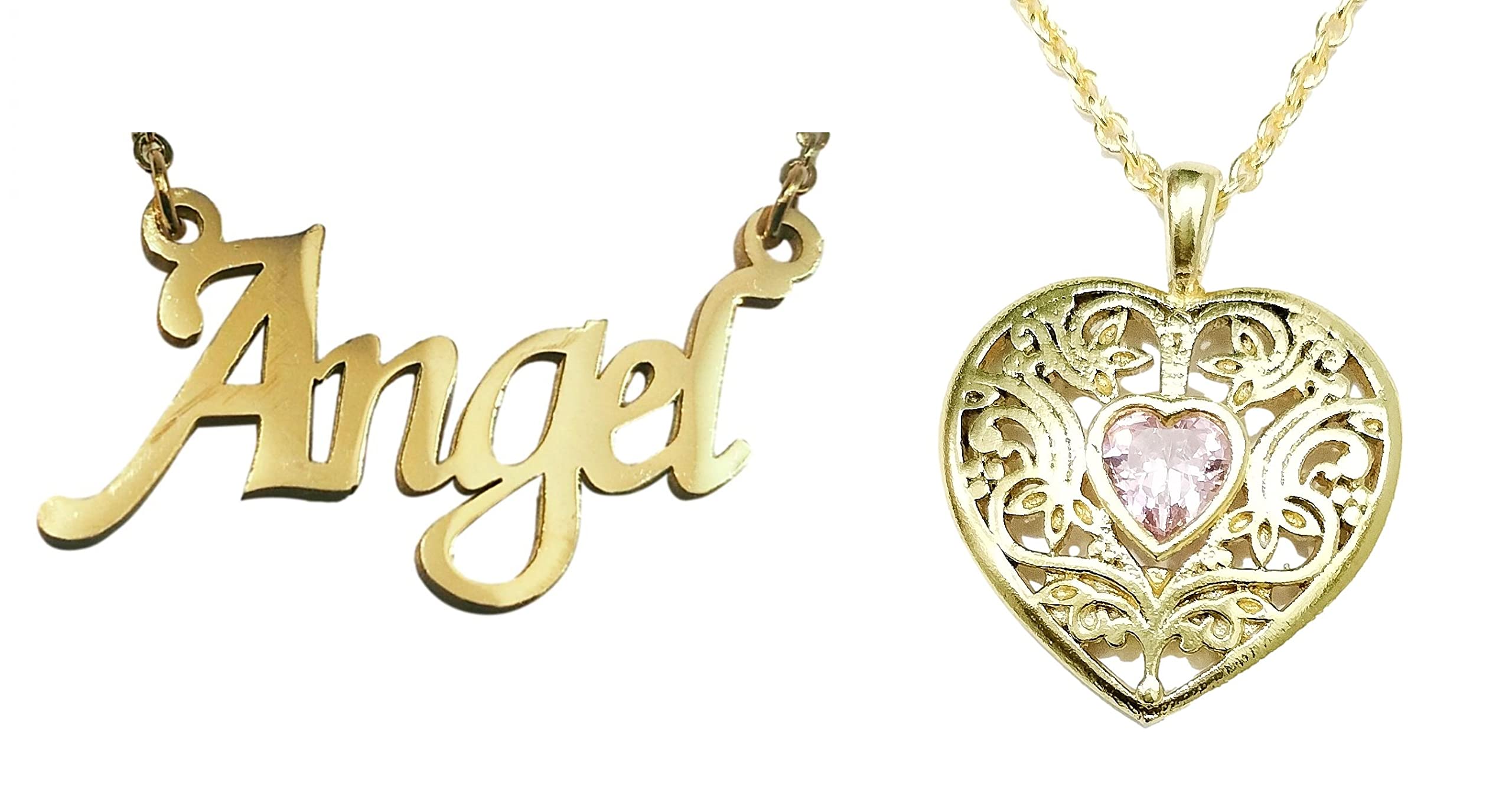 athizay 20 inches stainless steel Angel and Heart Pendants for women and girls with Golden Chain love locket for Gifting Jewellery-picture-3