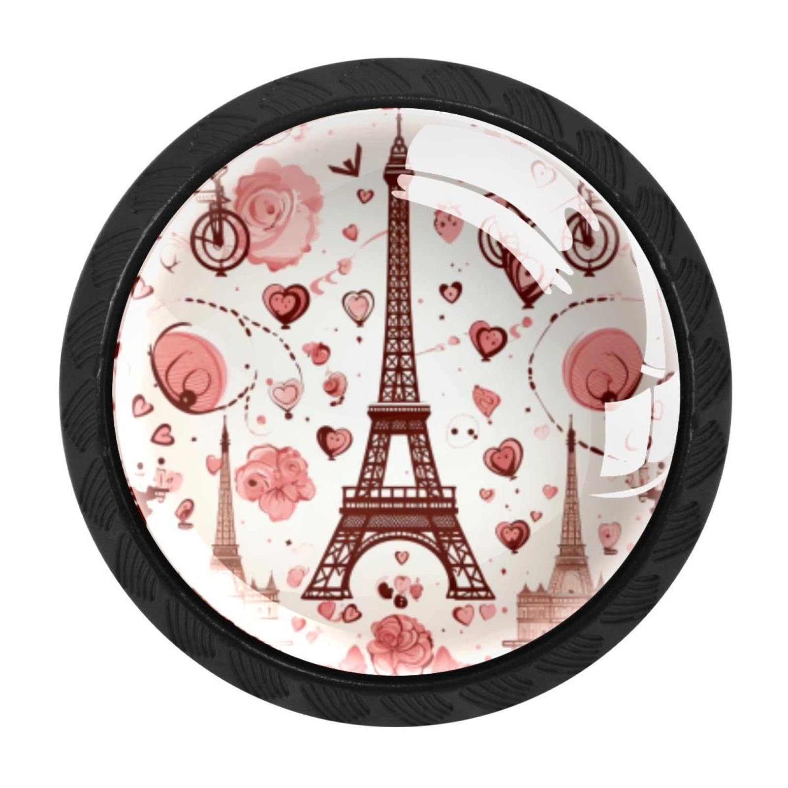 Chenzzzz Multicolored 05 Eiffel Tower Valentine's Day Drawer Knobs 4 Pack Crystal Dresser Knobs 35Mm Glass Cabinet Knobs For Home Office Bathroom