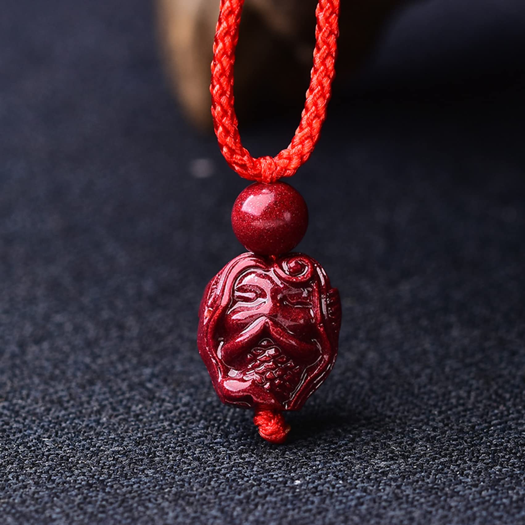 Buddha Stones Chinese Zodiac Cinnabar Calm Concentration Necklace Pendant