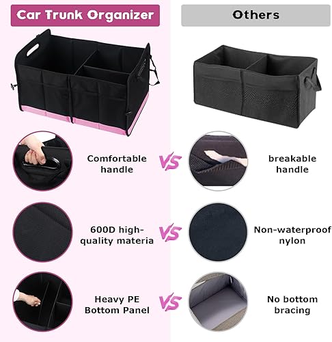 Miniatura 3 de Organizador de maletero de automóvil, 72 L, gran capacidad, impermeable, organizador de almacenamiento automático con tiras inferiores