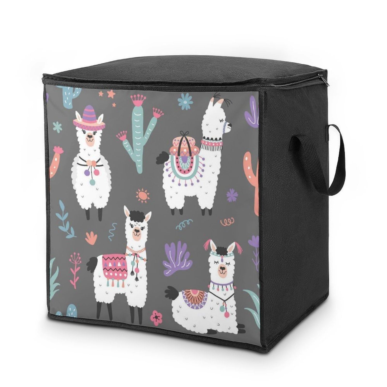 Wlntrophic 70L Storage Bags, Alpaca Storage Box with Lid Zipper And Handles, Clothes Bags for Quilt, Blankets, Bedding