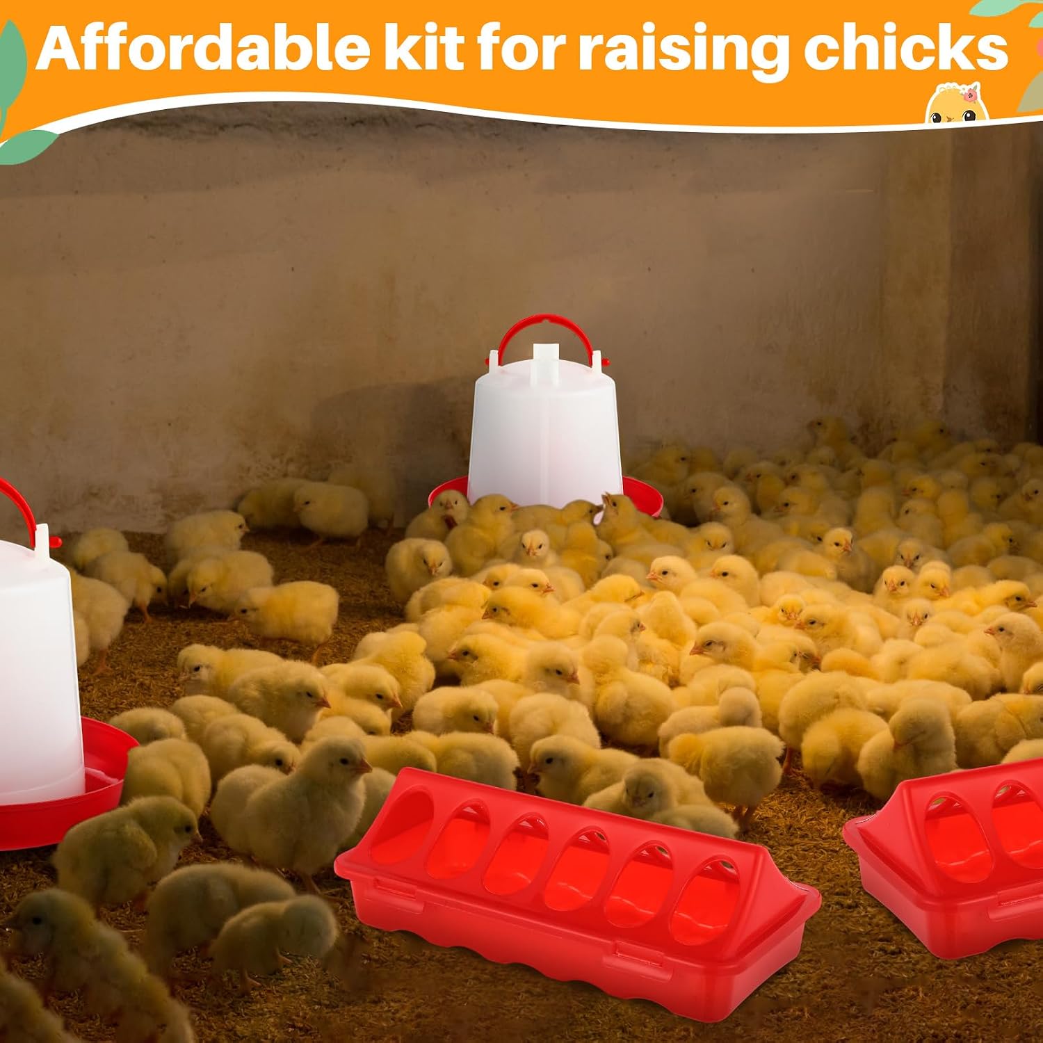 Funnymoom 12 Pack Chicken Feeder and Waterer Set Bird Small Poultry Feeder Flip Top Bird Small Poultry Feeding for Pigeon Chick Drinker Duckling Quail Feeding Dispenser(Red,6 Holes)