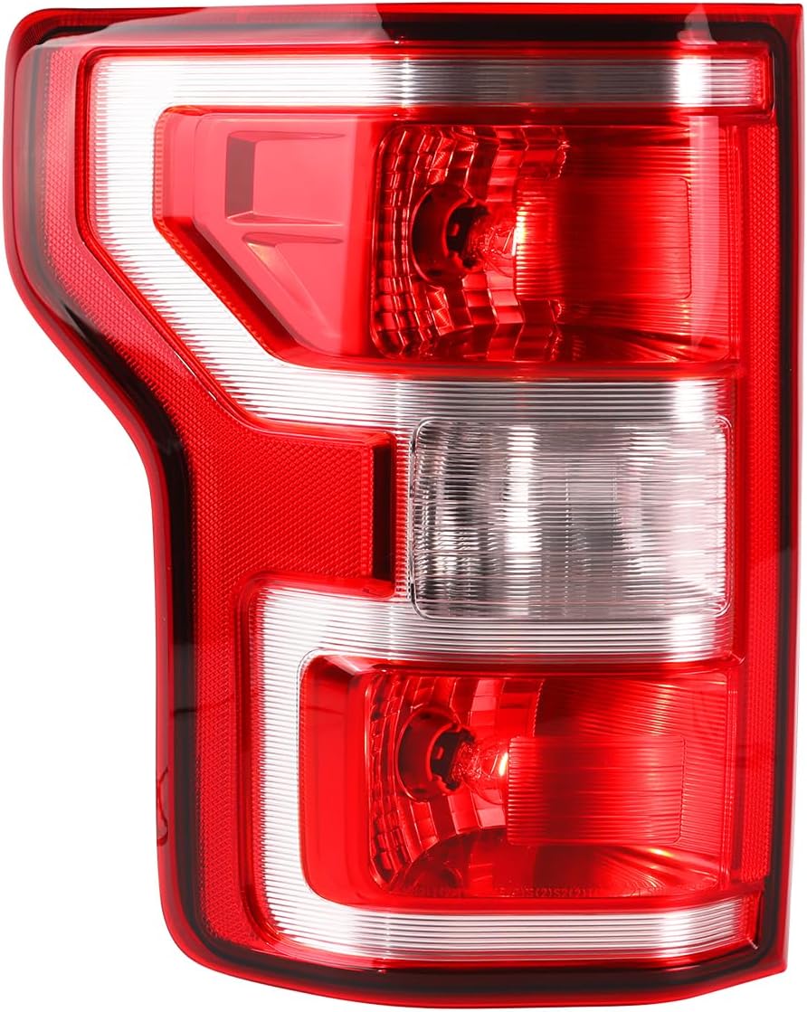 Left Driver Side Tail Lights Assembly Compatible with Ford F-150 2018 2019 2020, Rear Brake Lamp, Taillight with Halogen Bulbs & Harness | Non-LED, NON Blind Spot, Fits Pickup Truck