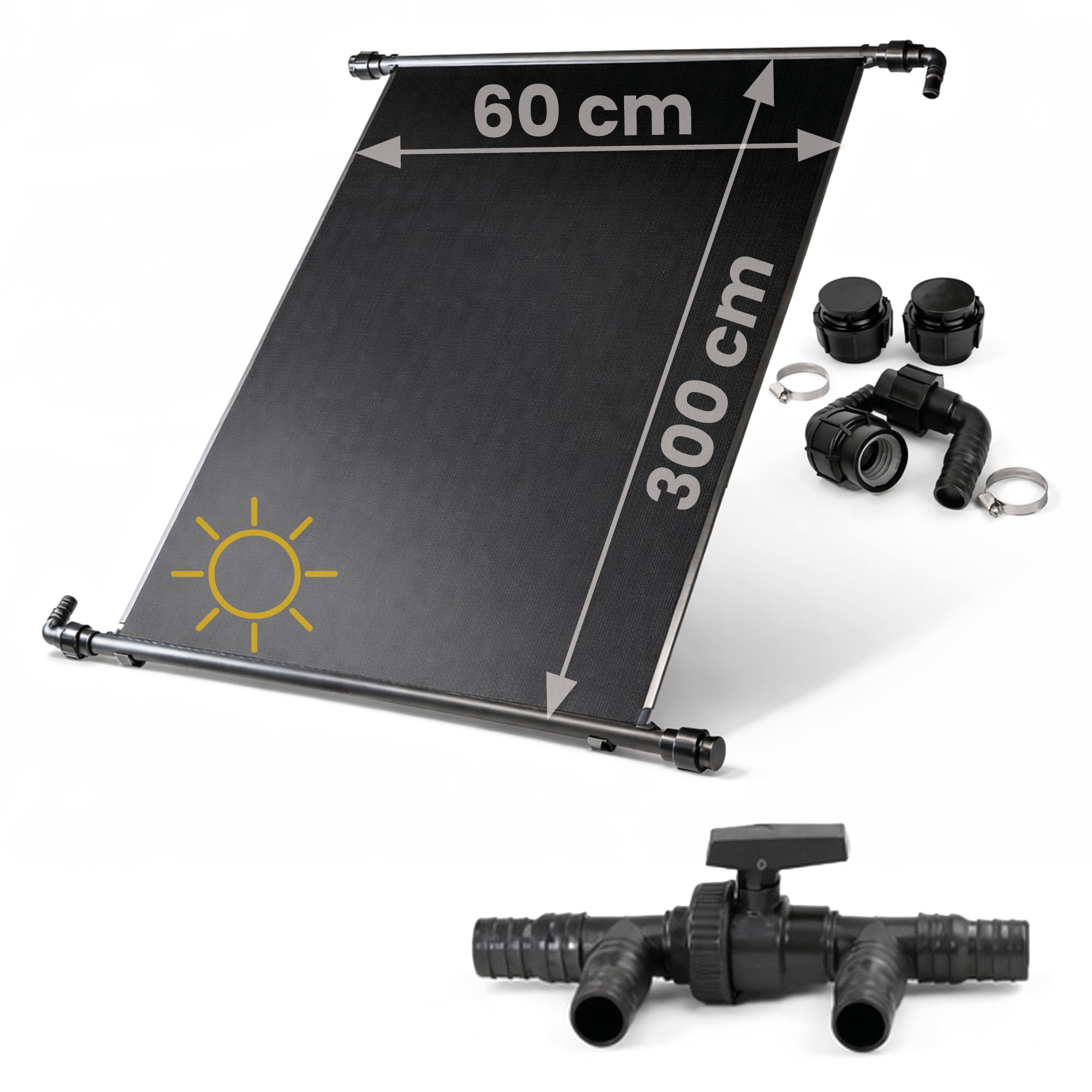 HAF – Kolektor solarny jako ogrzewanie basenu (1 x 300 x 60 cm) – energia słoneczna do basenu ogrodowego, mata grzewcza do podgrzewania 10 000 litrów wody przy użyciu energii słonecznej 6°C – idealne