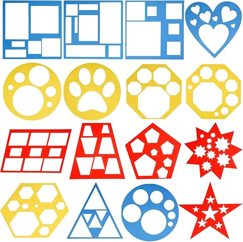 Miniatura 2 de ZEAYEA 32 Pieces Geometric Shapes Stencils Drawing Stencils for Learning and Tracing Shape Colorful Kids Drawing Templates for Painting Arts and