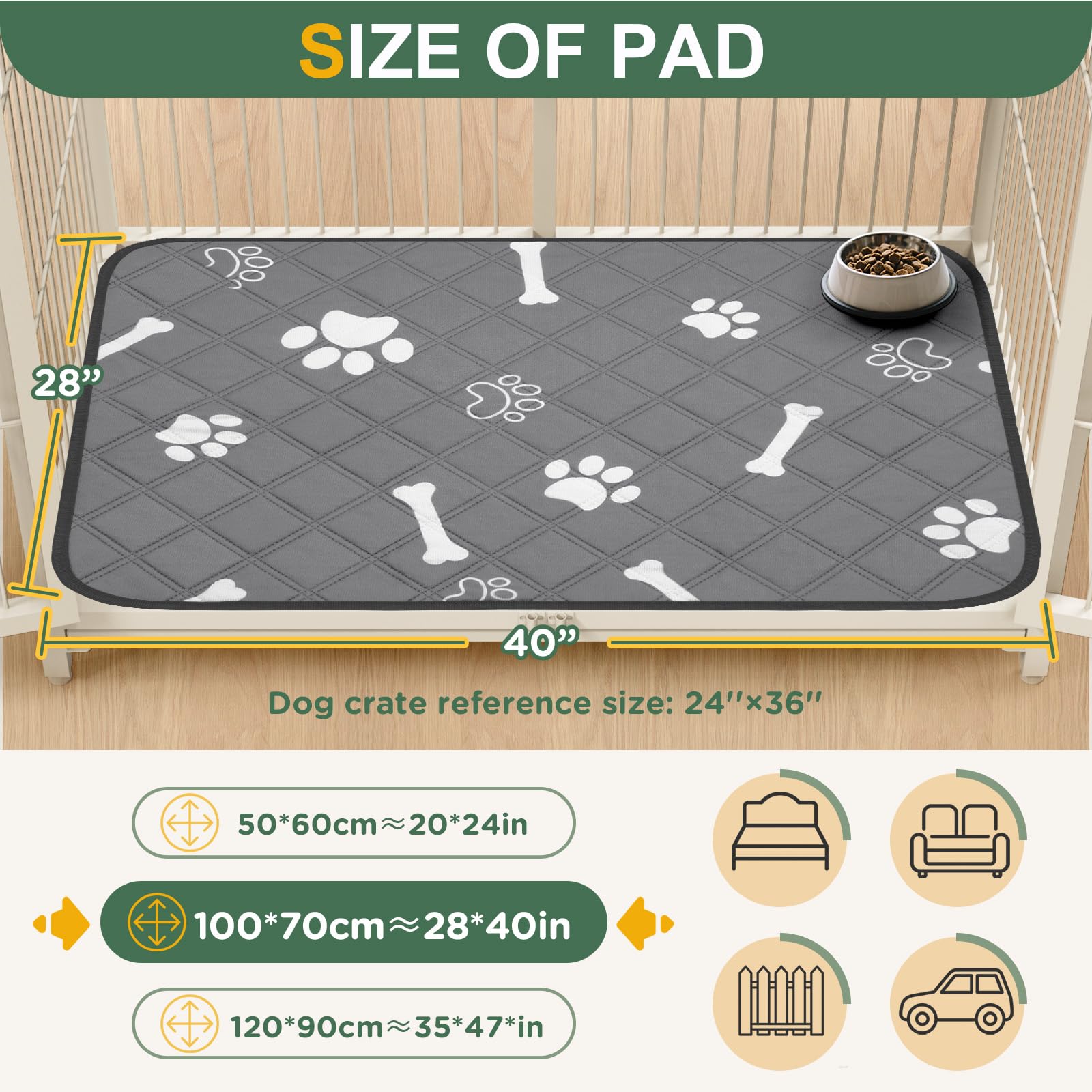 100×70cm 2 Pack Gimars Thick Super Absorbent Washable Puppy Pads for Incontinence and Training Reusable Puppy Pads - Image 3