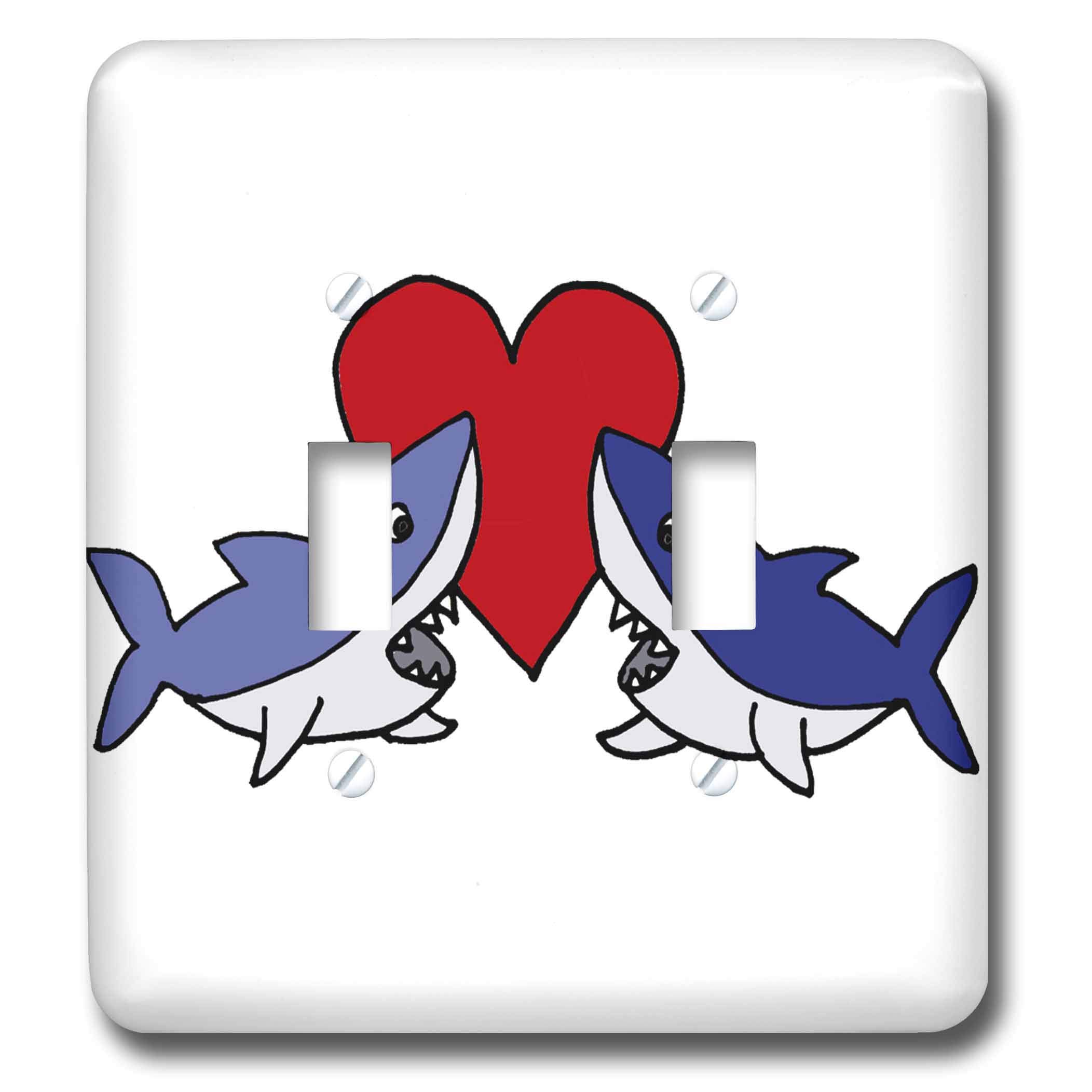 Interrupteur à bascule double Funny Sharks Love pour remplacer un boîtier terne