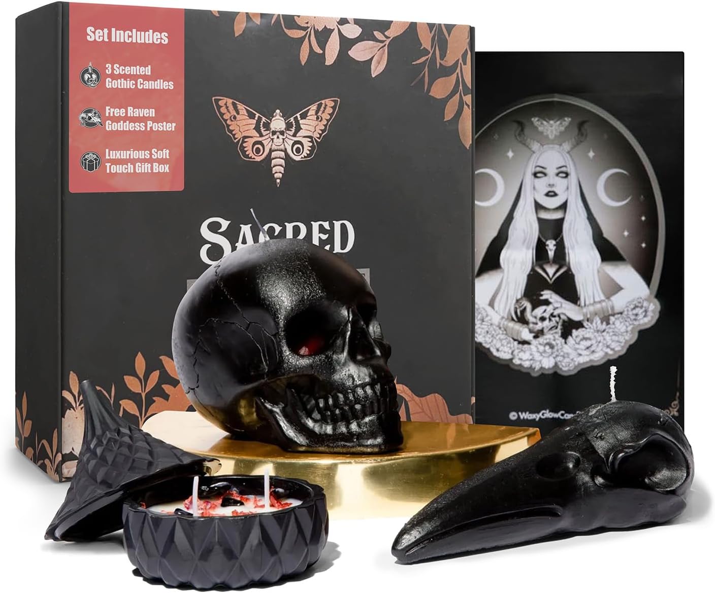 Amazon.com: Sacred Luxury Skull Candle Set - Witchy Gifts for Women | Gothic Candles | Witchy ...