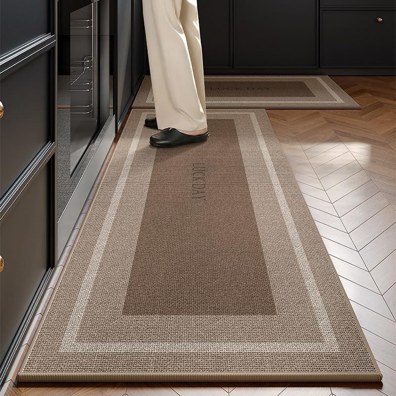 Alfombra de cocina Luck Day marrón para un recibidor acogedor y suelos siempre limpios