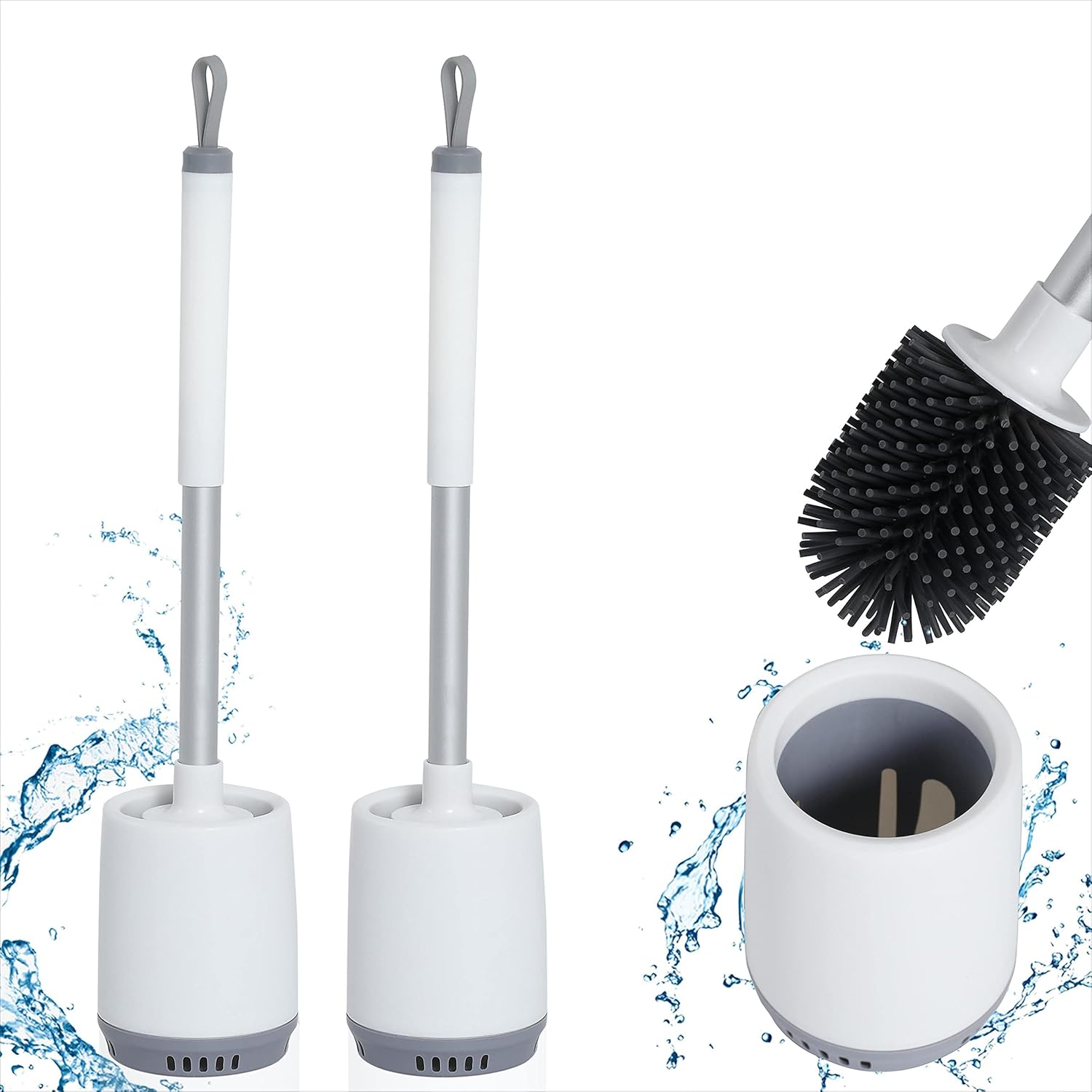 Beingnext 3 Pack Toilet Brush and Holder for Bathroom