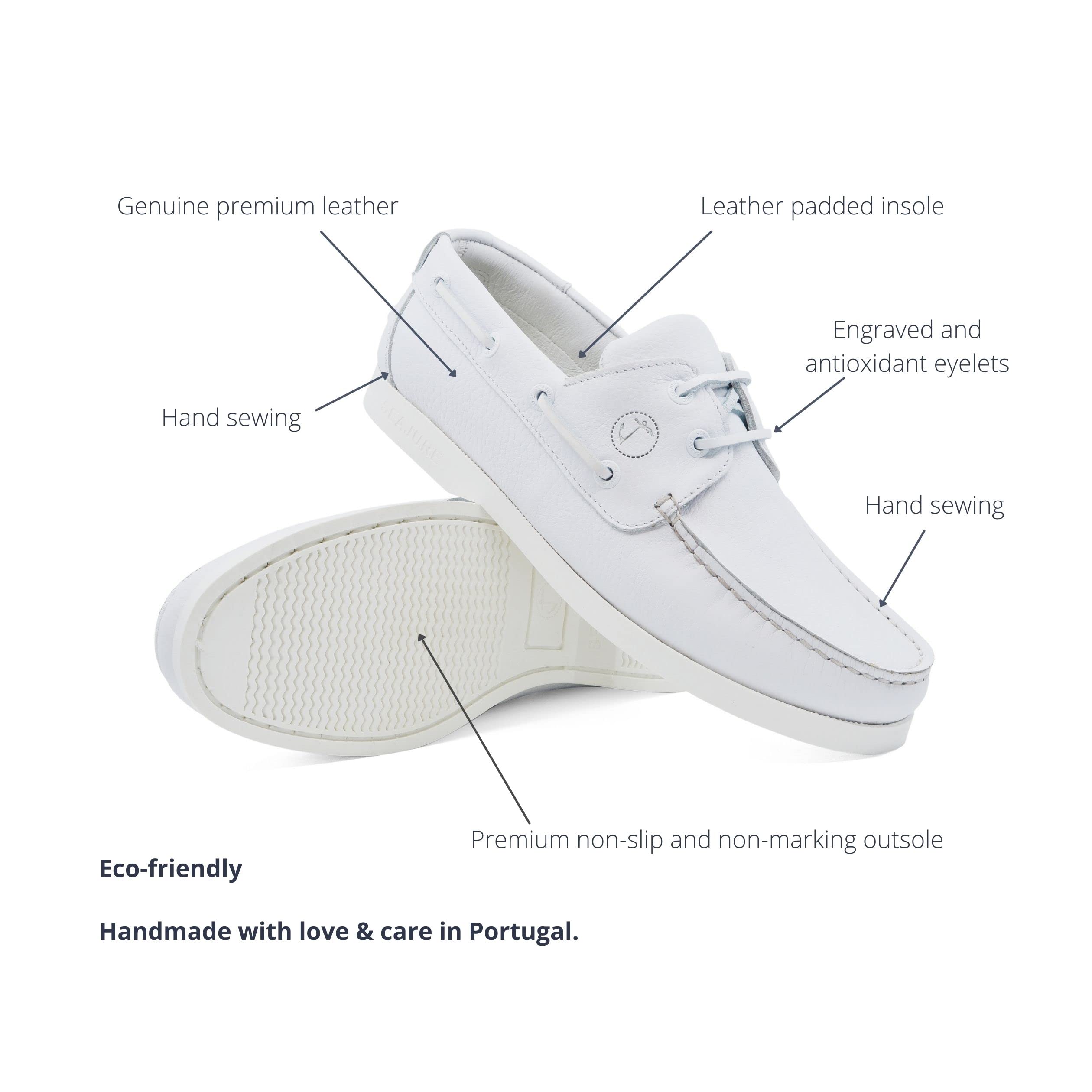 Seajure Chaussures Bateau pour Femme Shoal en Cuir Blanc