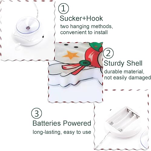 Miniatura 7 de 6 luces de decoración de ventana de Navidad, luces decorativas colgantes de Navidad, muñeco de nieve iluminado, Papá Noel, luces de árboles de