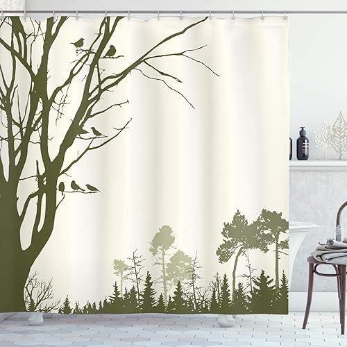 Miniatura 18 de Ambesonne Decor Collection cortina para regadera de baño de poliéster Chocolate,Beige y Marrón,Azul y gris,Azul Violeta,Gris antracita, blanco,Crema