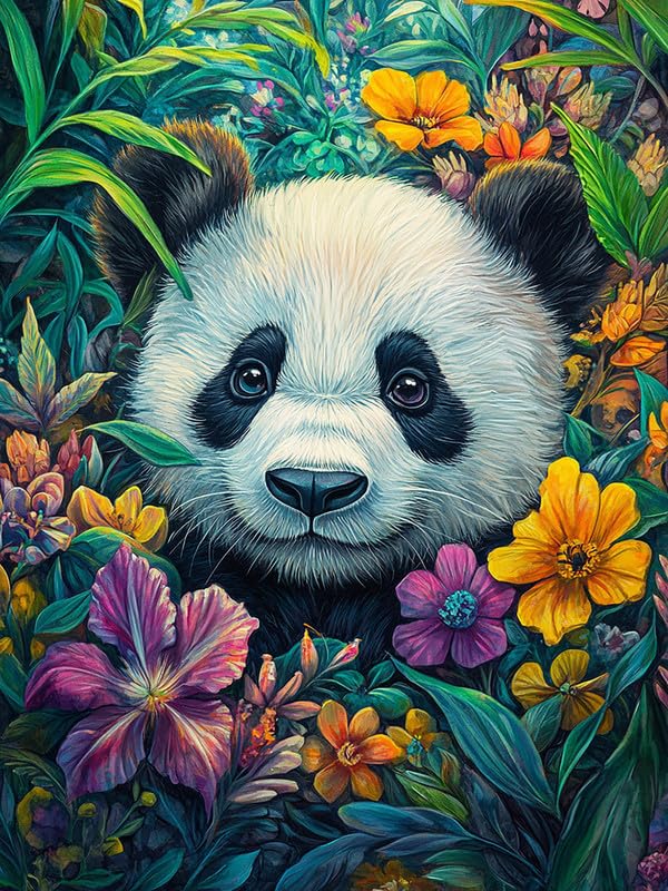 MOMAKA DIY Diamond Painting Kit panda de flores, 5D kits de pintura de diamantes animal, bordado pintura de diamantes de imitação ponto cruz por números para decoração de parede casa 30 x 40 cm